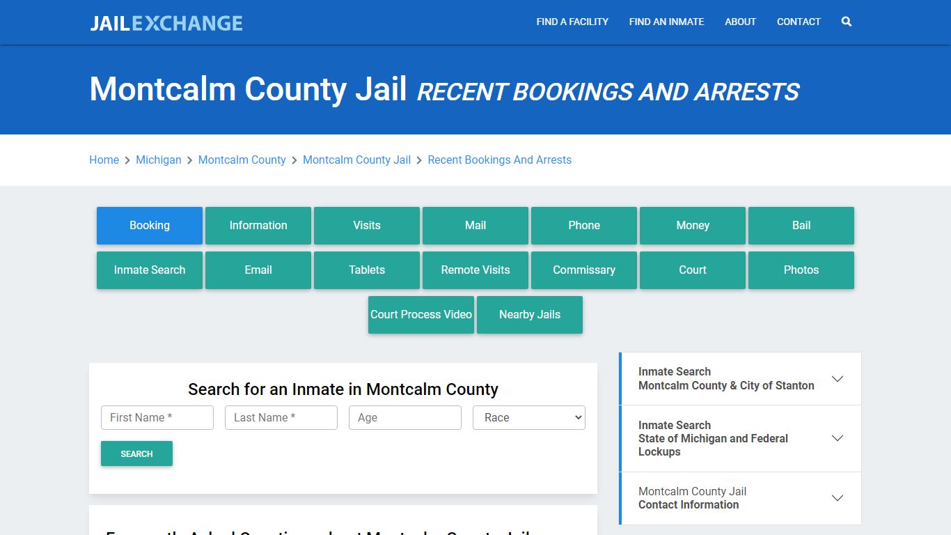 Montcalm County Jail Recent Bookings And Arrests - Jail Exchange