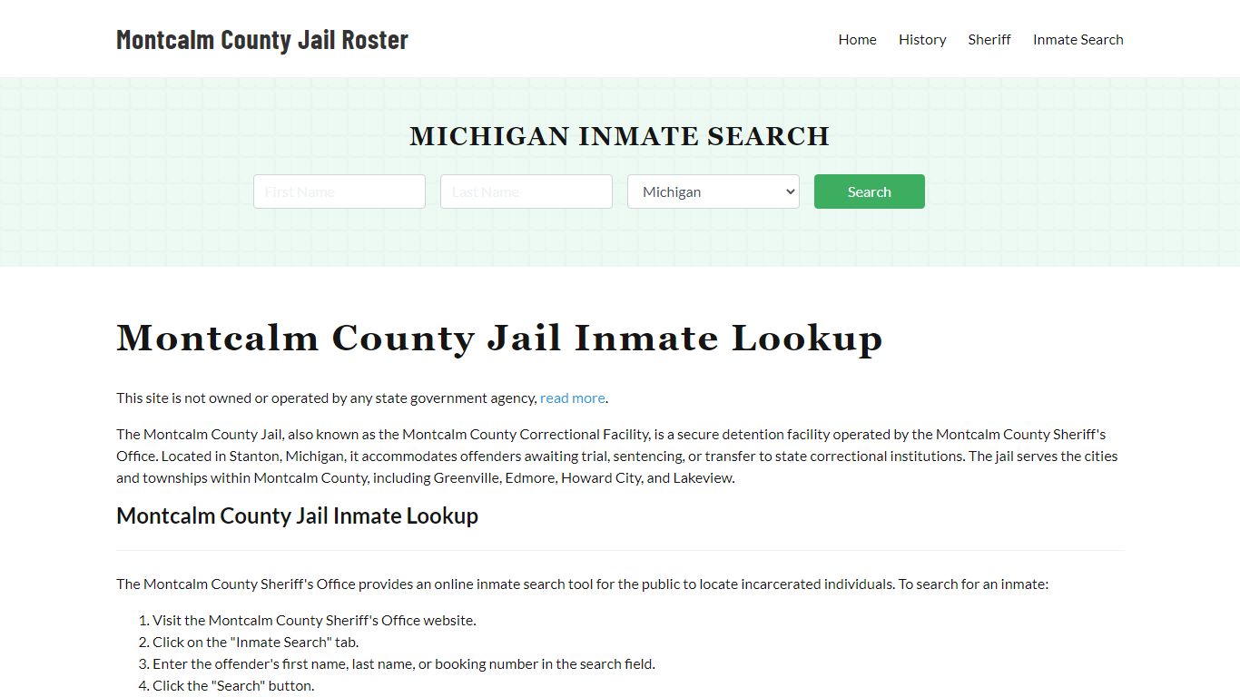 Montcalm County Jail Roster Lookup, MI, Inmate Search